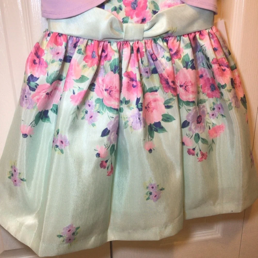 Bonnie Jean Toddler Girls Floral Printed Dress and Cardigan Set Size 3T
